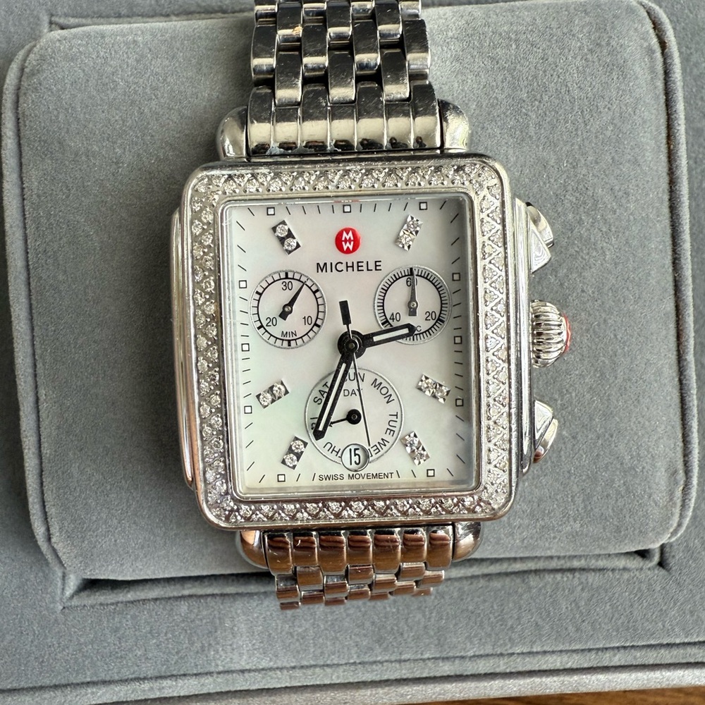 Michele Deco Diamond Watch – Stainless Steel